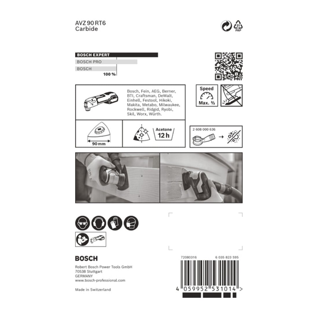 Bosch EXPERT Sanding Plate AVZ 90 RT6 Blatt für Multifunktionswerkzeuge