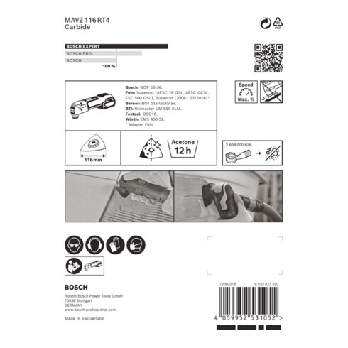 Bosch EXPERT Sanding Plate MAVZ 116 RT4 Blat für Multifunktionswerkzeuge 116mm für oszillierende Multifunktionswerkzeuge