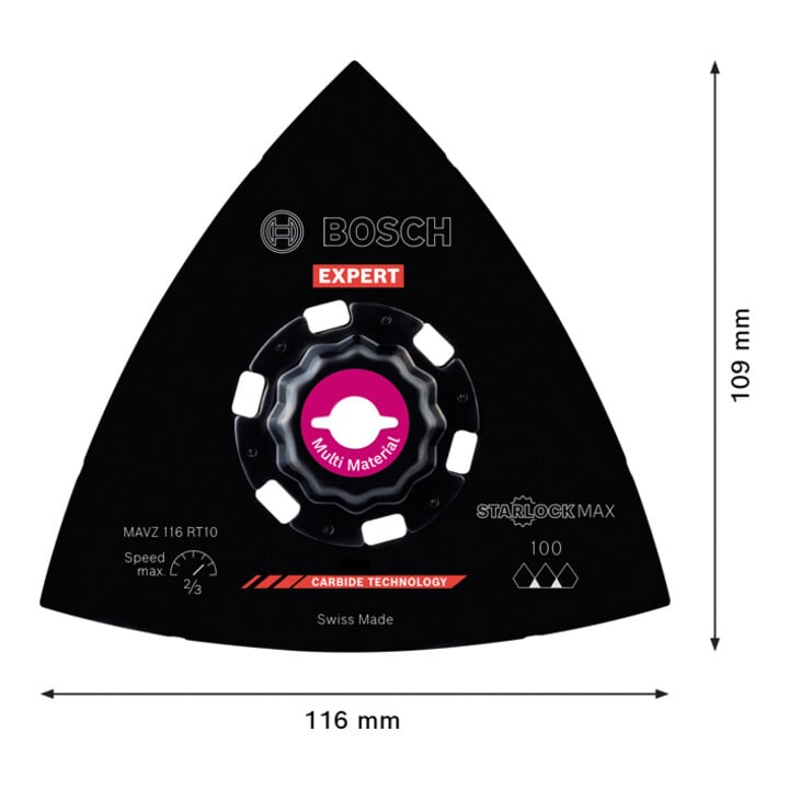 Bosch EXPERT schuurplaat MAVZ 116 RT10 Blat voor multifunctioneel gereedschap 116mm voor oscillerend multifunctioneel gereedschap