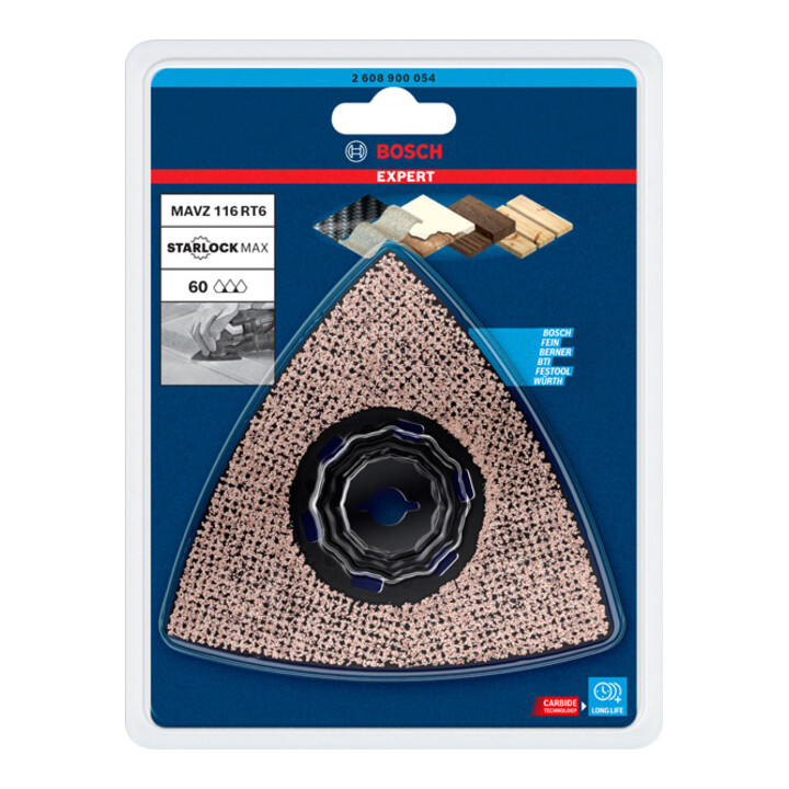 Bosch EXPERT schuurplaat MAVZ 116 RT6 Blat voor multifunctioneel gereedschap 116mm voor oscillerend multifunctioneel gereedschap