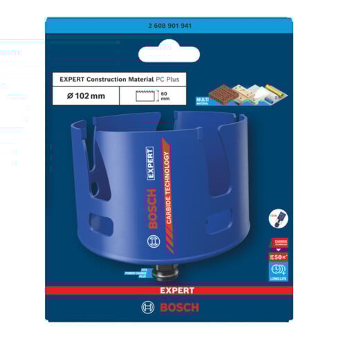Bosch EXPERT Scie-cloche Construction Material Power Change Plus, 102 x 60 mm