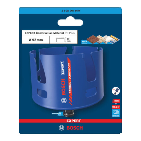Bosch EXPERT Scie-cloche Construction Material Power Change Plus, 98 × 60 mm