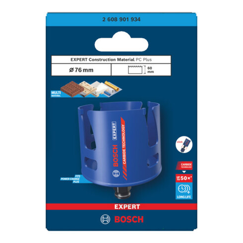 Bosch EXPERT Scie-cloche Power Change Plus pour matériaux de construction, 76 x 60 mm
