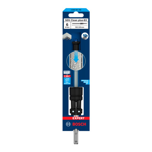 Bosch EXPERT SDS Clean plus-8X Foret à percussion, 6 x 100 x 225 mm