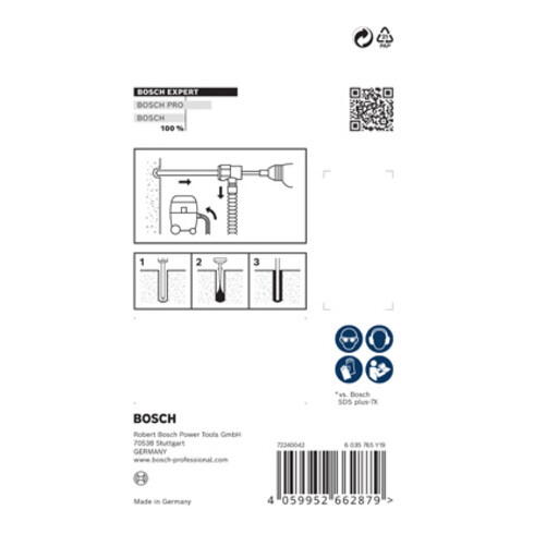 Bosch EXPERT SDS Clean plus-8X Set de forets à percussion 6 x 100 x 225 mm