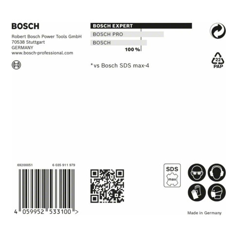 Bosch EXPERT SDS max-8X hamerboor 22 x 800 x 920mm voor boorhamers