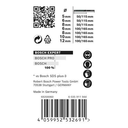 Bosch EXPERT SDS plus-7X hamerboren set 5/6/6/8/10/12mm 7 st. voor boorhamers