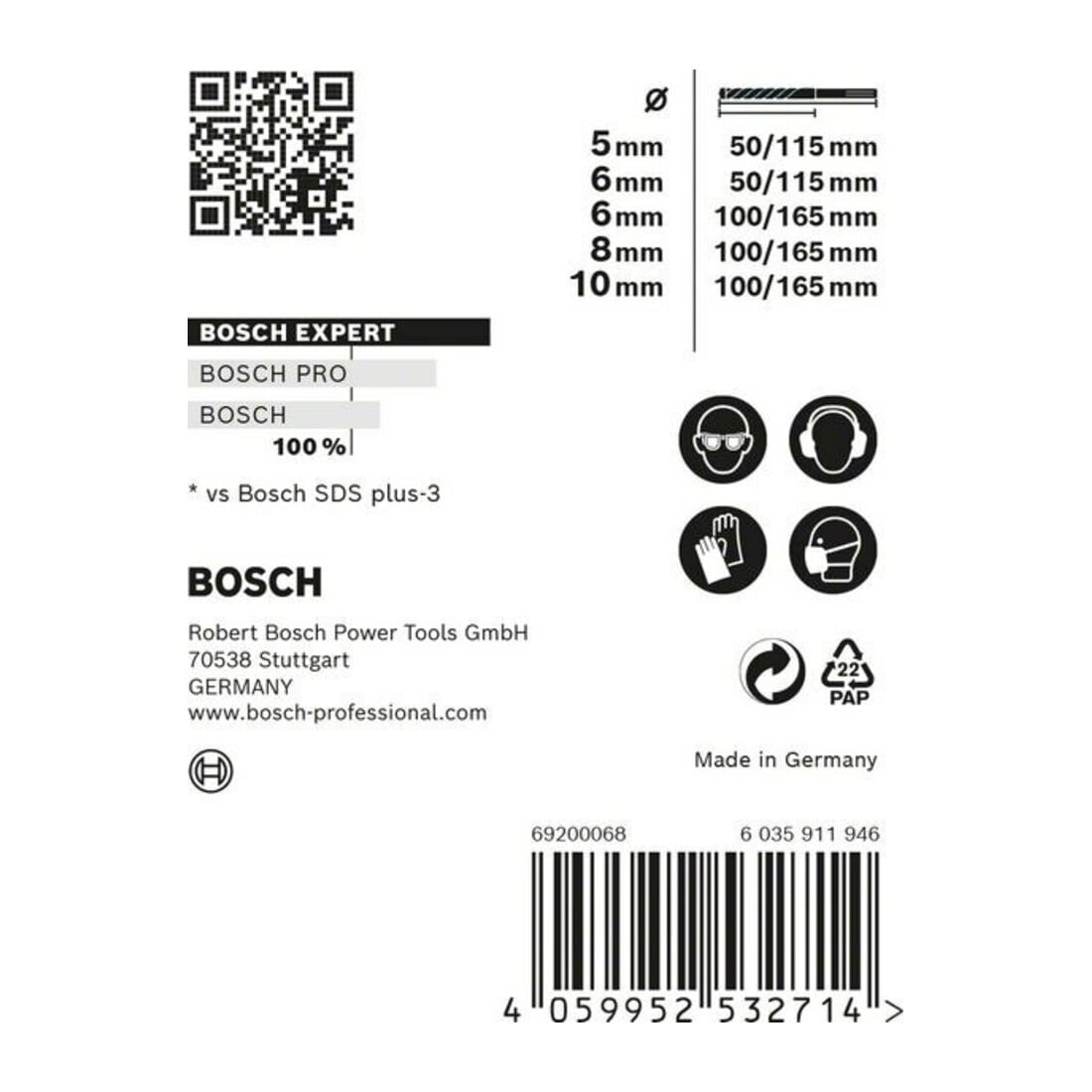 Bosch EXPERT SDS plus-7X Hammerbohrer-Set 5/6/6/8/10mm 5-tlg. für Bohrhämmer