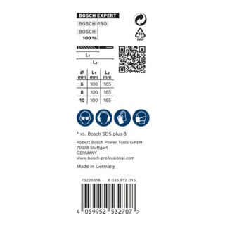 Bosch EXPERT SDS plus-7X Hammerbohrer-Set 6/8/10mm 3-tlg. für Bohrhämmer