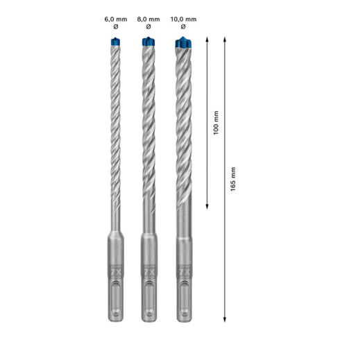Bosch EXPERT SDS plus-7X Hammerbohrer-Set 6/8/10mm 3-tlg. für Bohrhämmer