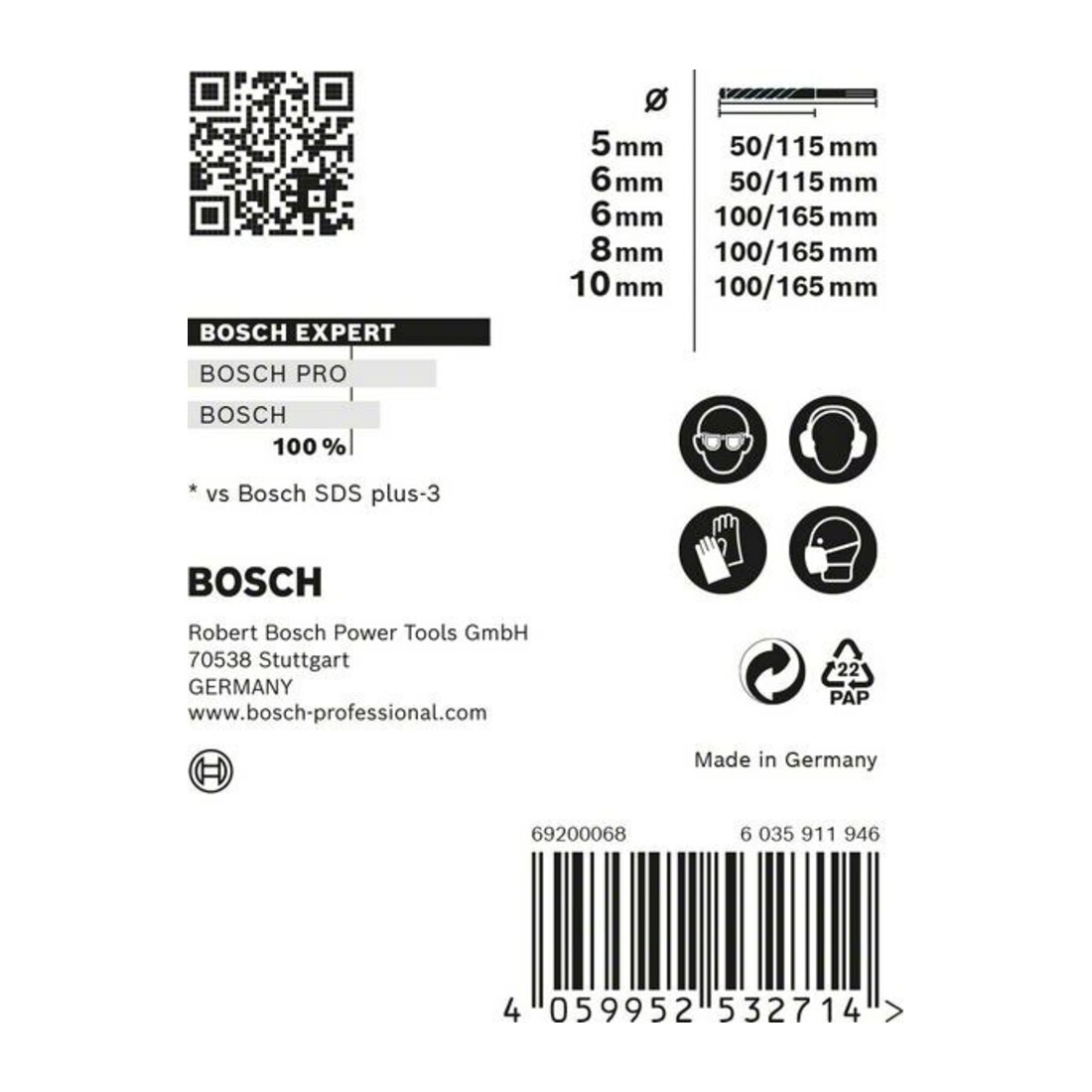 Bosch EXPERT SDS plus-7X Jeu de forets marteau 5/6/6/8/10mm 5 pièces pour marteaux perforateurs