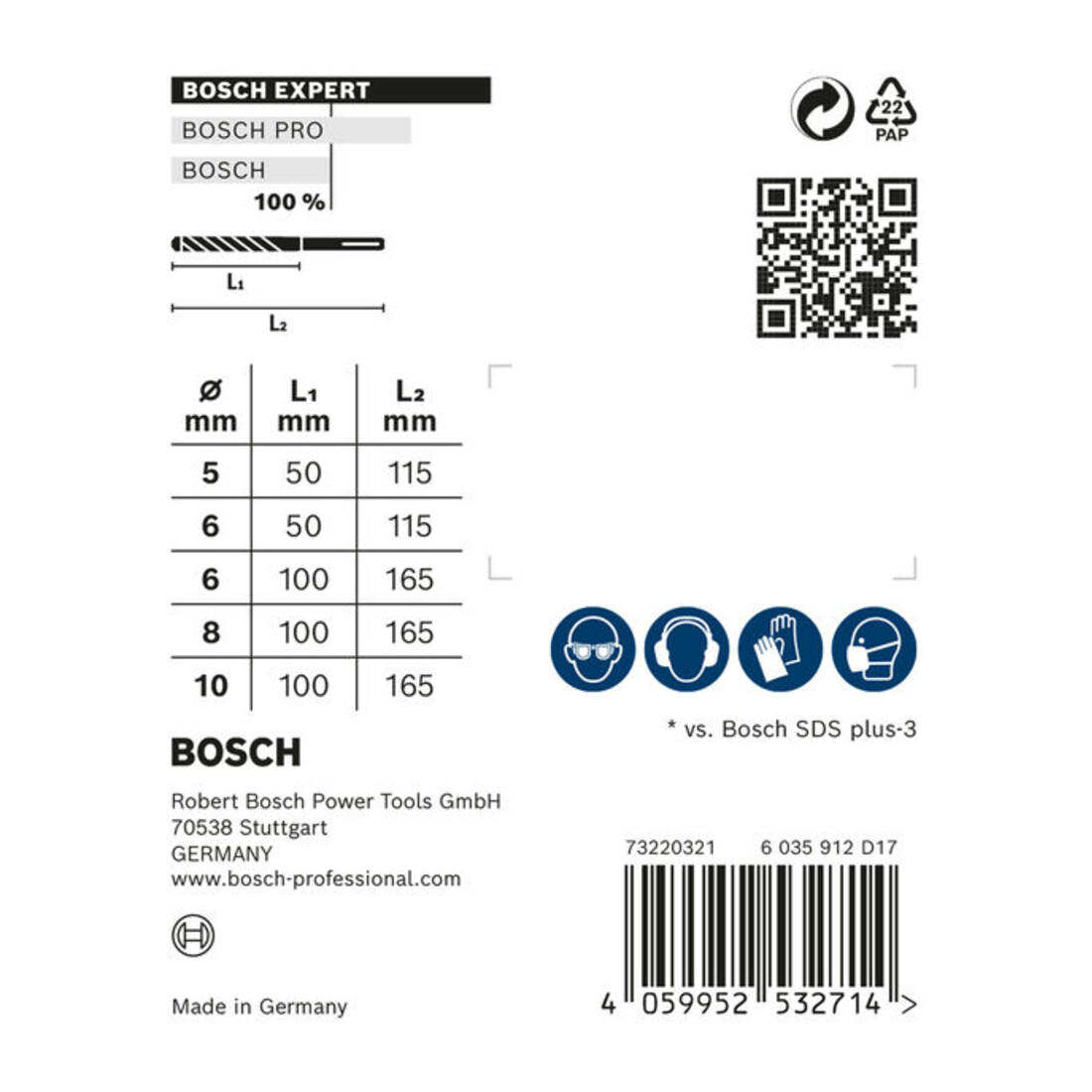 Bosch EXPERT SDS plus-7X Jeu de forets marteau 5/6/6/8/10mm 5 pièces pour marteaux perforateurs