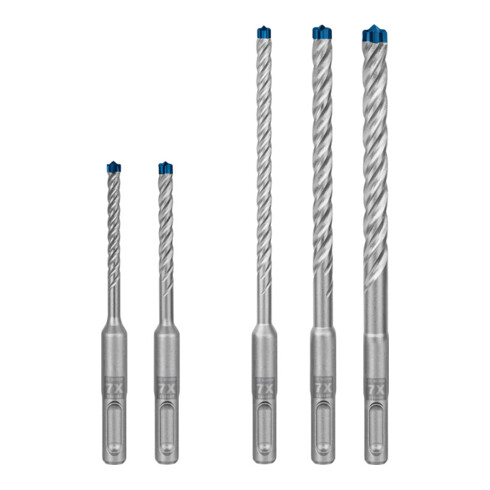 Bosch EXPERT SDS plus-7X Jeu de forets marteau 5/6/6/8/10mm 5 pièces pour marteaux perforateurs
