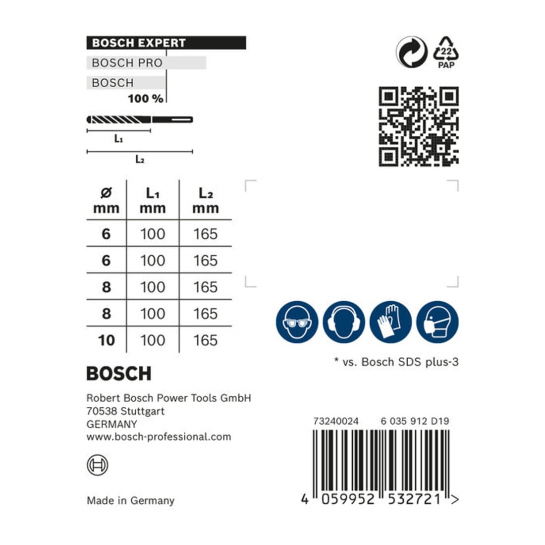 Bosch EXPERT SDS plus-7X Jeu de forets marteau 6/6/8/8/10mm 5 pièces pour marteaux perforateurs