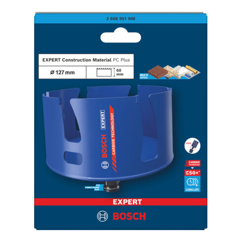Bosch EXPERT Sega a tazza Power Change Plus per materiali da costruzione, 127 x 60 mm
