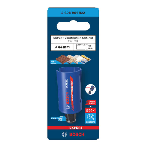 Bosch EXPERT Sega a tazza Power Change Plus per materiali da costruzione, 44 x 60 mm