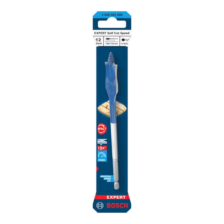 Bosch EXPERT Self Cut Speed Flachfräsbohrer, 12 x 152 mm