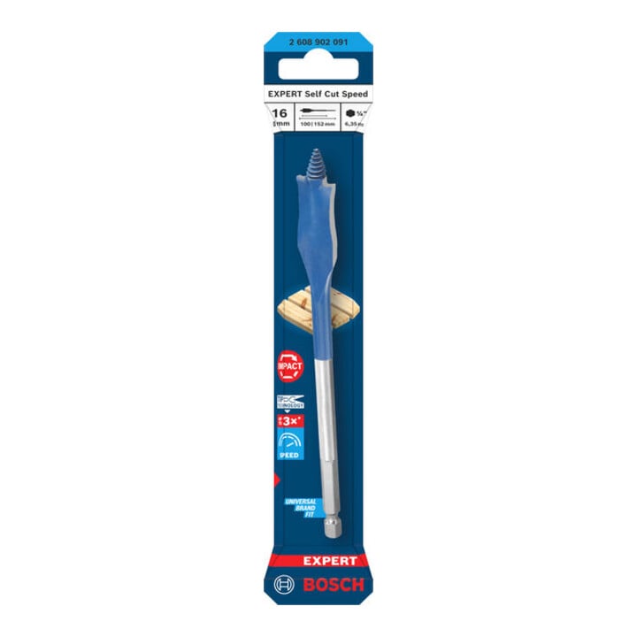 Bosch EXPERT Self Cut Speed Flachfräsbohrer, 16 x 152 mm