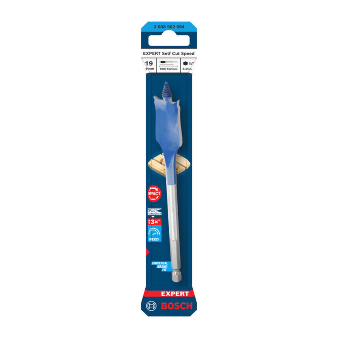 Bosch EXPERT Self Cut Speed Flachfräsbohrer, 19 x 152 mm