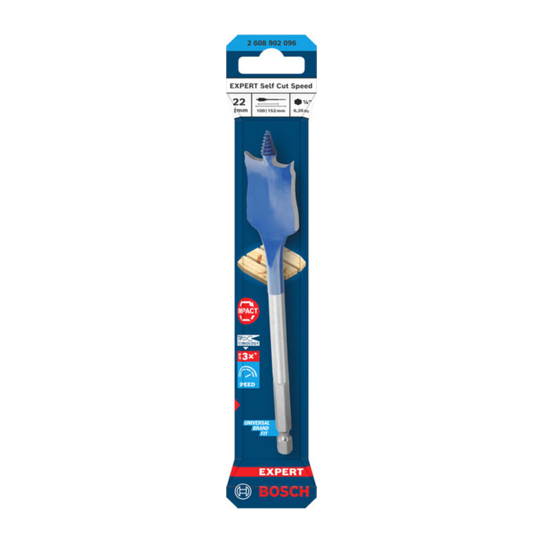 Bosch EXPERT Self Cut Speed Flachfräsbohrer, 22 x 152 mm