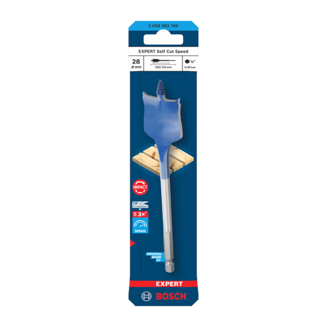 Bosch EXPERT Self Cut Speed Flachfräsbohrer, 28 x 152 mm