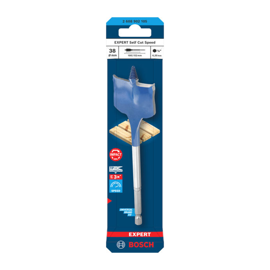 Bosch EXPERT Self Cut Speed Flachfräsbohrer, 38 x 152 mm