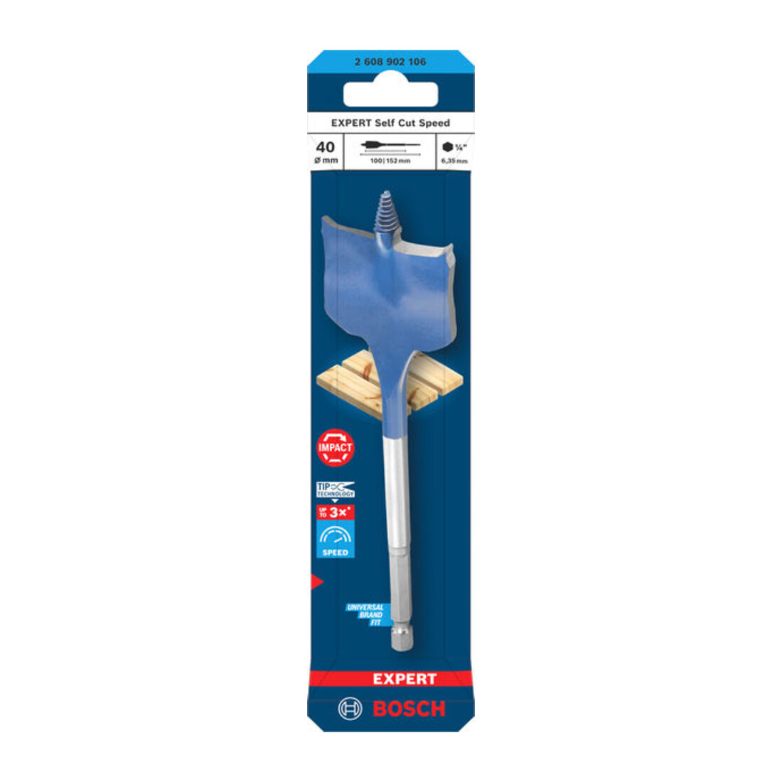 Bosch EXPERT Self Cut Speed Flachfräsbohrer, 40 x 152 mm
