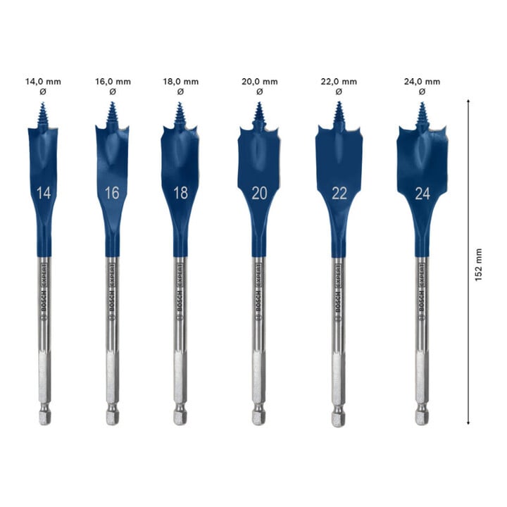 Bosch EXPERT Self Cut Speed Flachfräsbohrer-Set, 14/16/18/20/22/25/24/32, 6?tlg.