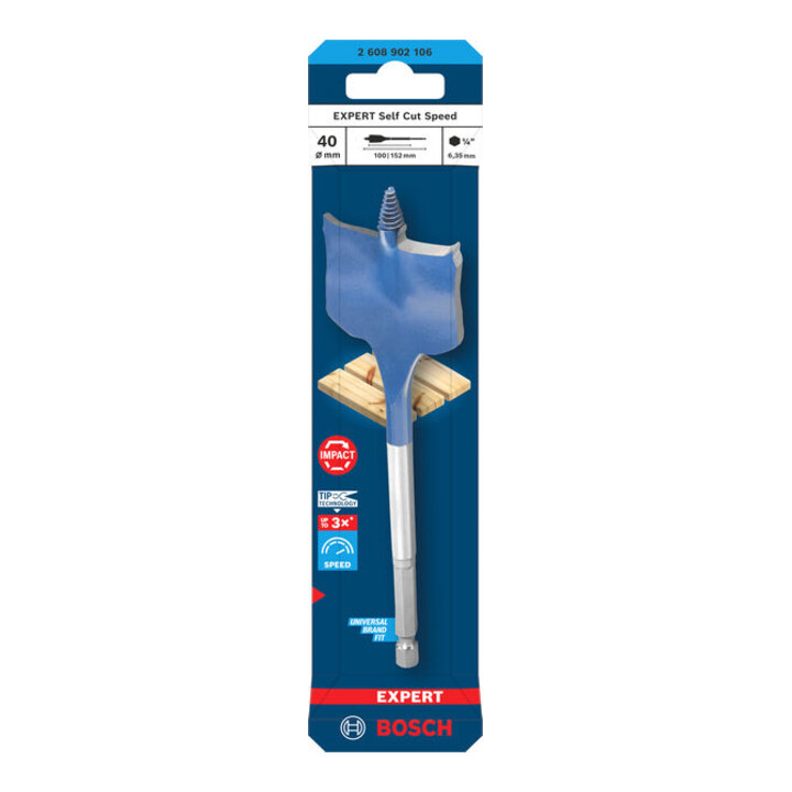 Bosch EXPERT Self Cut Speed vlakfreesboor, 40 x 152 mm