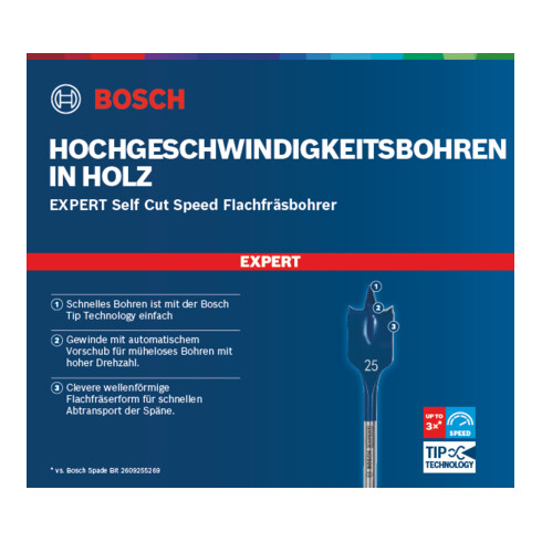 Bosch EXPERT SelfCut Speed Flachfräsbohrer 10 x 400mm für Dreh- und Schlagbohrer