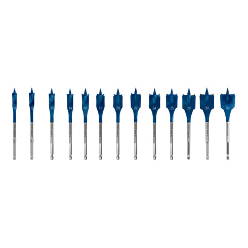 Bosch EXPERT SelfCut Speed Flachfräsbohrer-Set 10/12/13/14/16/18/20/22/24/25/28/30/32mm 13-tlg. für Dreh- und Schlagbohrer