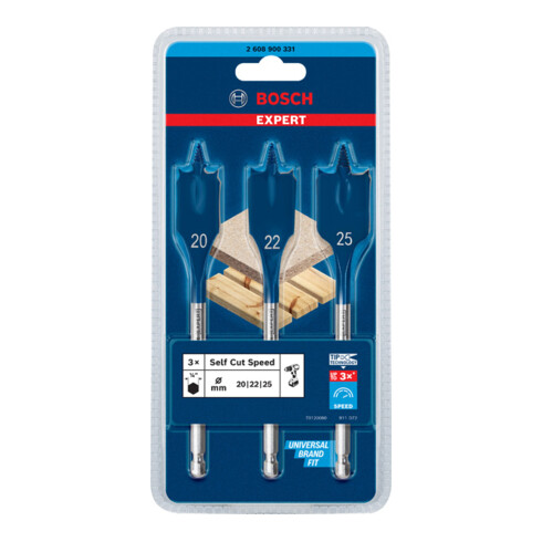 Bosch EXPERT SelfCut Speed vlakboorset 20/22/25mm 3-delig voor rotatie- en percussieboormachines.