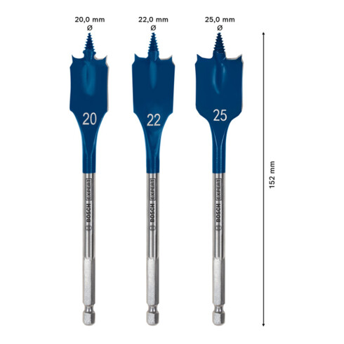 Bosch EXPERT SelfCut Speed vlakboorset 20/22/25mm 3-delig voor rotatie- en percussieboormachines.