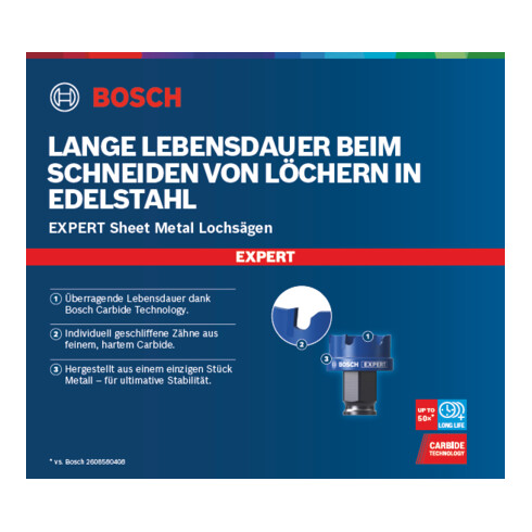 Bosch EXPERT Sheet Metal Lochsäge 51 x 40mm für Dreh- und Schlagbohrer