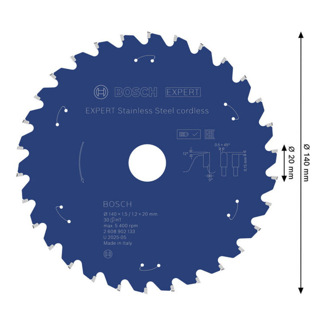 Bosch EXPERT Stainless Steel Kreissägeblatt, 140x20 mm, Z30
