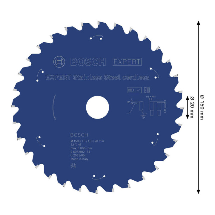 Bosch EXPERT Stainless Steel Kreissägeblatt, 150x20 mm, Z32