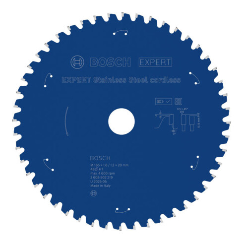 Bosch EXPERT Stainless Steel Kreissägeblatt, 165x20 mm, Z48