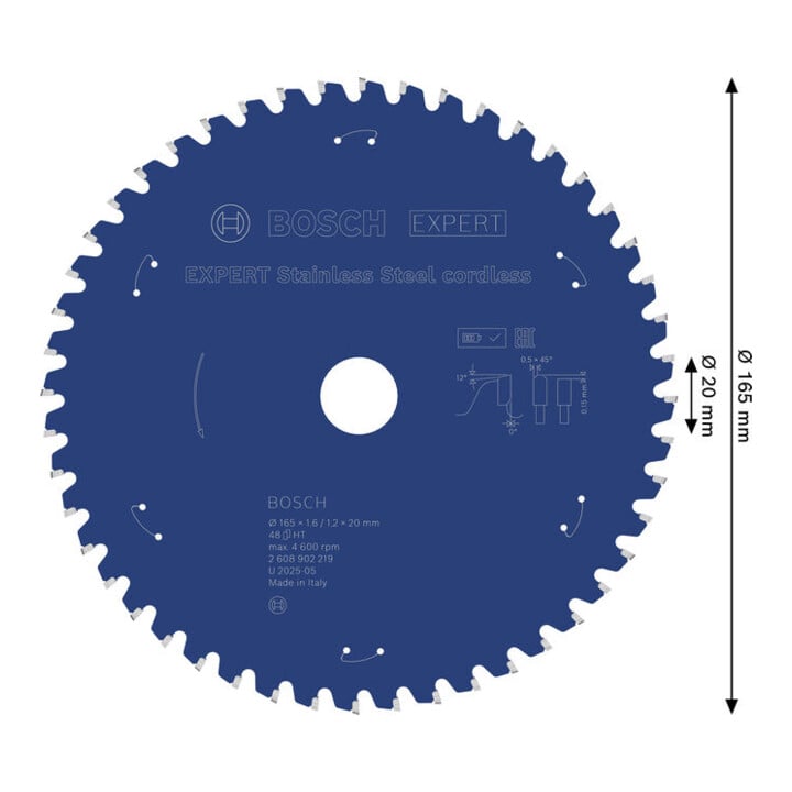 Bosch EXPERT Stainless Steel Kreissägeblatt, 165x20 mm, Z48