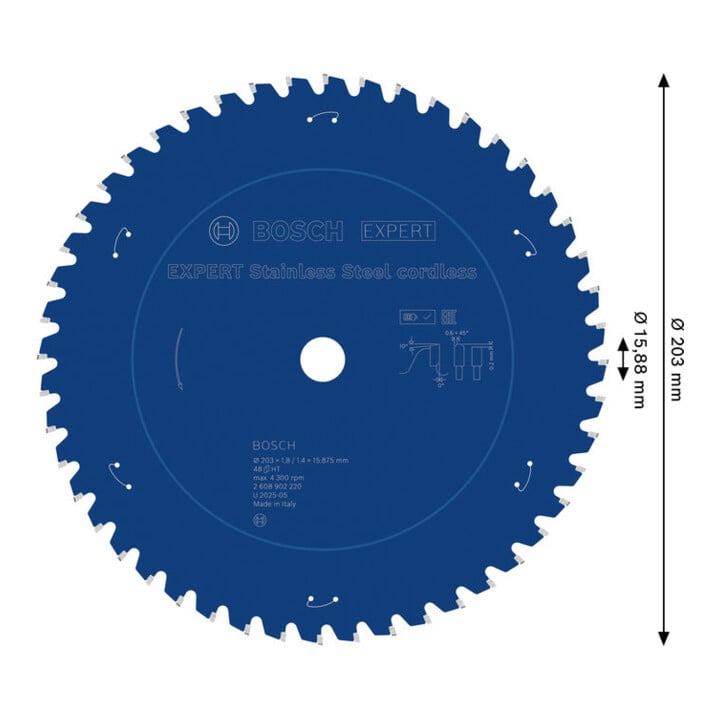 Bosch EXPERT Stainless Steel Kreissägeblatt, 203x15,88 mm, Z48