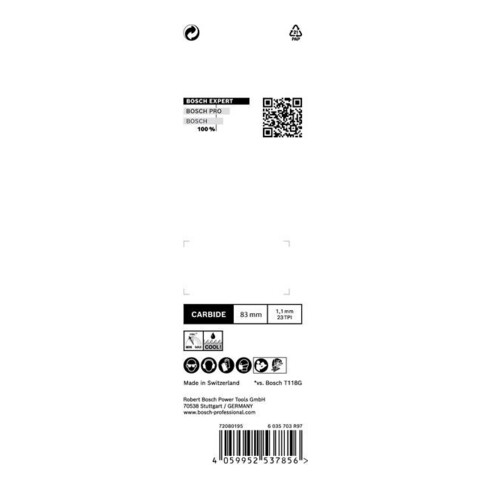 Bosch EXPERT Stainless Steel T 118 AHM Stichsägeblatt 3 Stück für Stichsägen