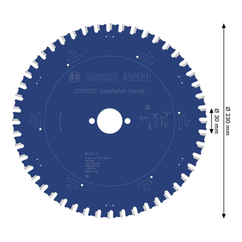 Bosch EXPERT Stalen cirkelzaagblad, 230x30 mm, Z48