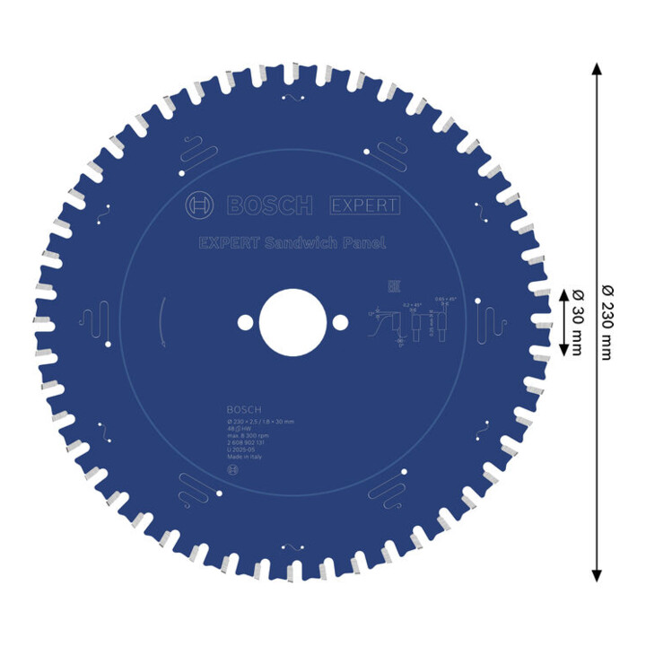 Bosch EXPERT Stalen cirkelzaagblad, 230x30 mm, Z48