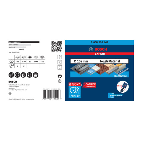 Bosch EXPERT Tough Material Lochsäge 152 x 60mm für Dreh- und Schlagbohrer