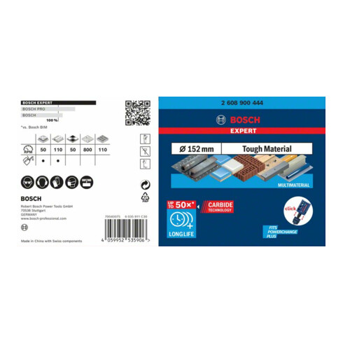 Bosch EXPERT Tough Material Lochsäge 152 x 60mm für Dreh- und Schlagbohrer