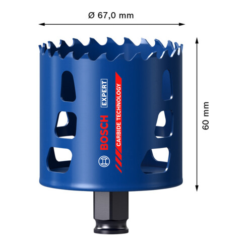 Bosch EXPERT Tough Material Lochsäge 67 x 60mm für Dreh- und Schlagbohrer