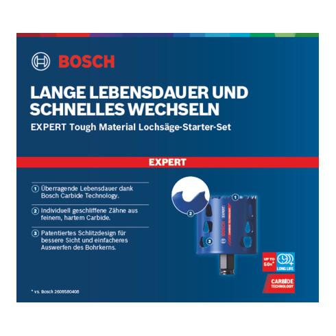 Bosch EXPERT Tough Material Lochsäge-Starter-Set 51 x 60mm für Dreh- und Schlagbohrer
