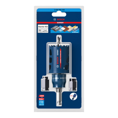 Bosch EXPERT Tough Material Lochsäge-Starter-Set 51 x 60mm für Dreh- und Schlagbohrer