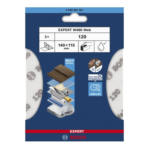 Bosch EXPERT W480 Web 1/4 Handschleifblatt, 115 x 140 mm, G120
