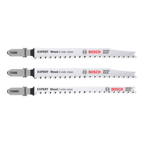 Bosch EXPERT Wood 2-side clean Stichsägeblatt-Set 3-tlg., T308B/BO für Stichsägen