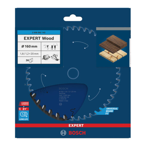 Bosch EXPERT Wood cirkelzaagblad, 160x1,8x20 mm, Z36